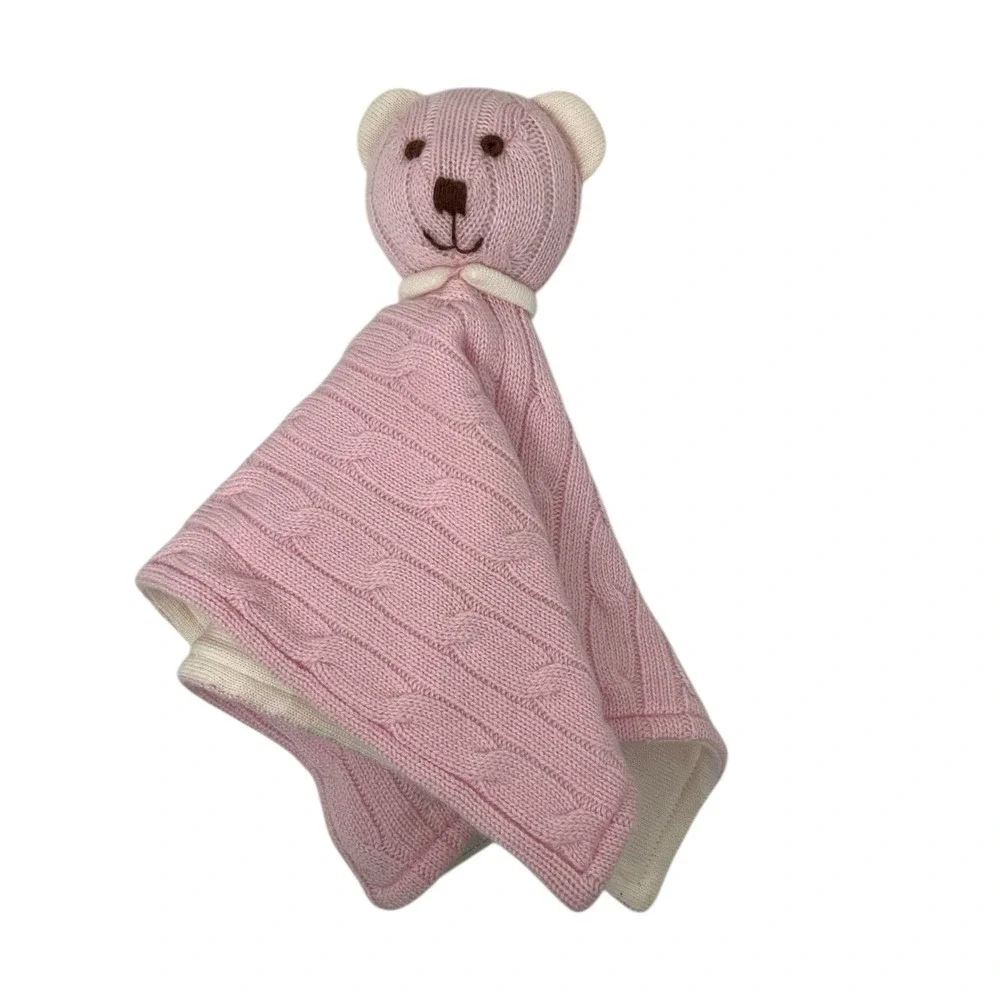 Ralph Lauren Baby Cashmere Pink Bear Lovey Security Blanket Luxury Soft Plush